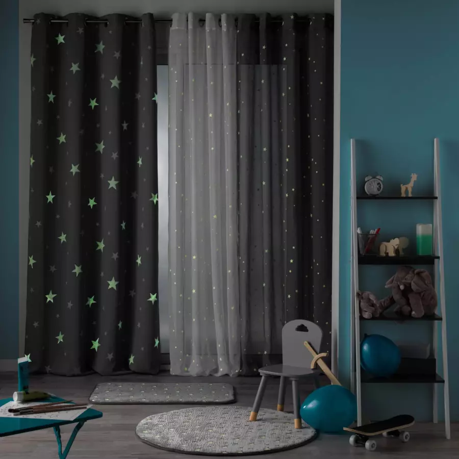 Visillo phosphorescent (140 x 240 cm) Fluo night Gris 4