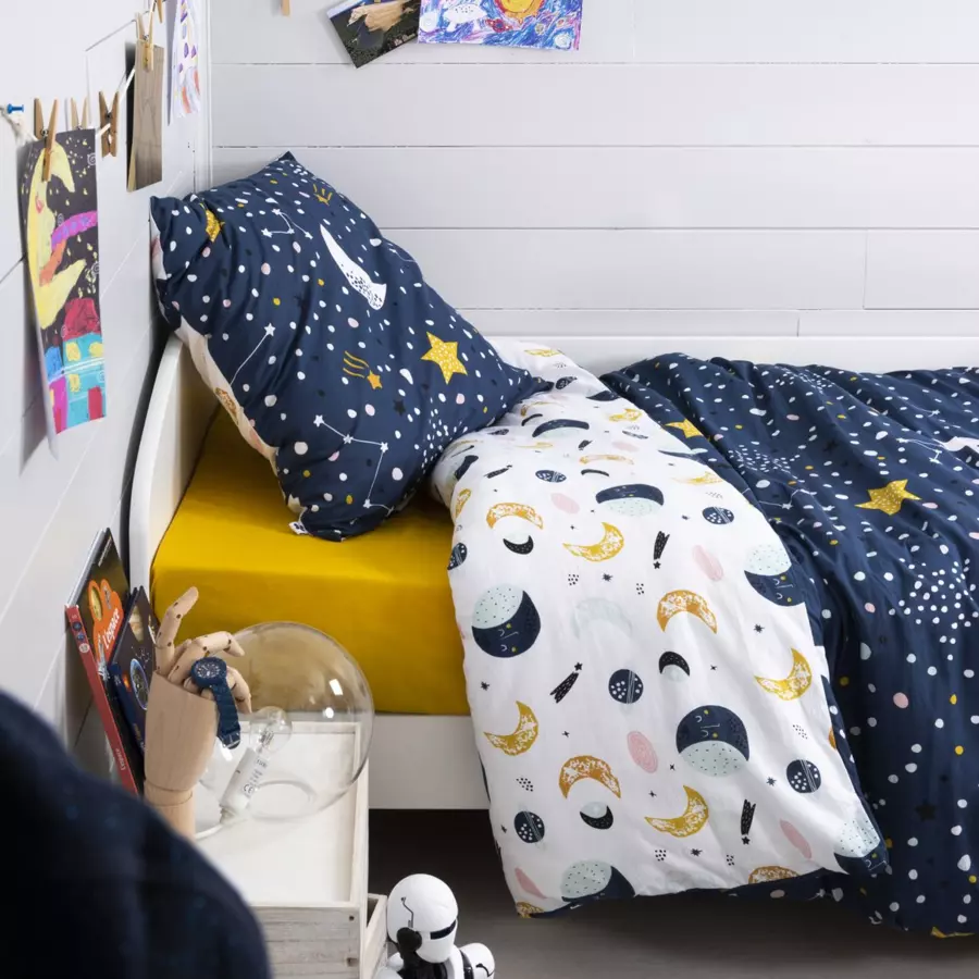 Housse de couette et une taie enfant coton (140 cm) Astral Bleue 4