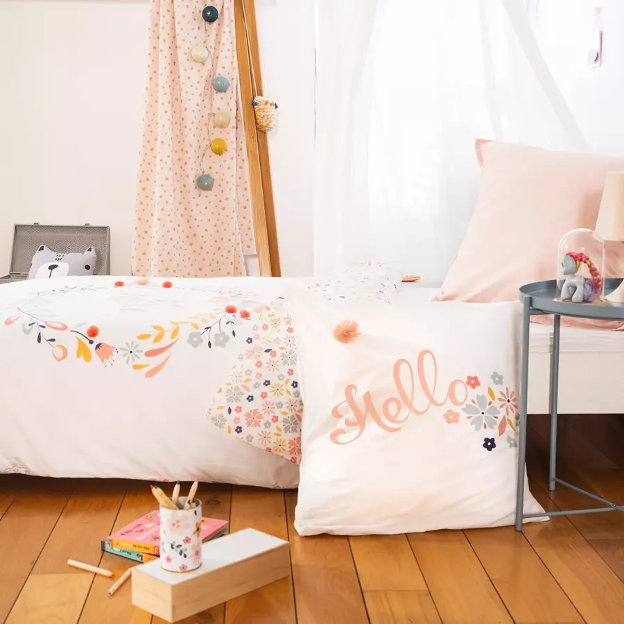 Housse de couette et une taie enfant coton (140 cm) Hello Rose 4