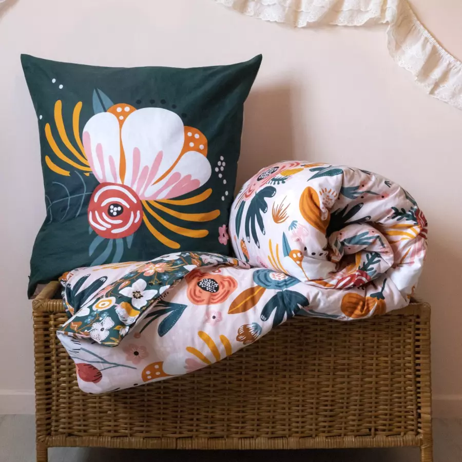 Funda nórdica y una funda  para almohadón en algodón (140 cm) Champetre Multicolor 5