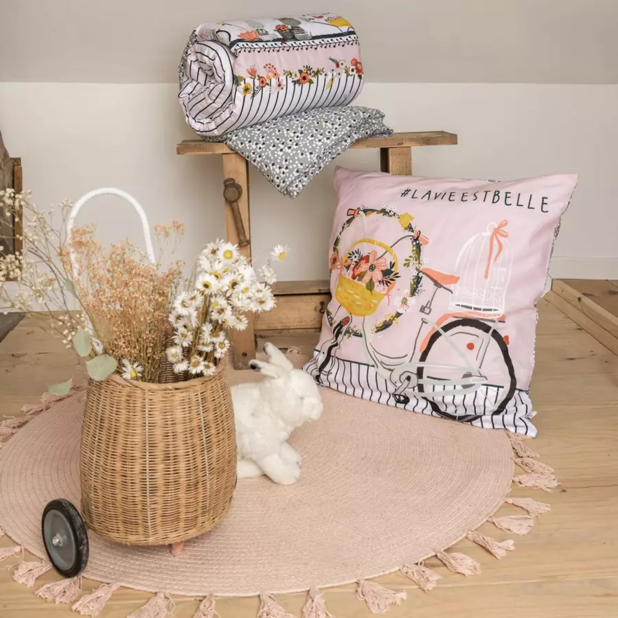Housse de couette et deux taies enfant coton (200 cm) Jardinage Multicolore 5