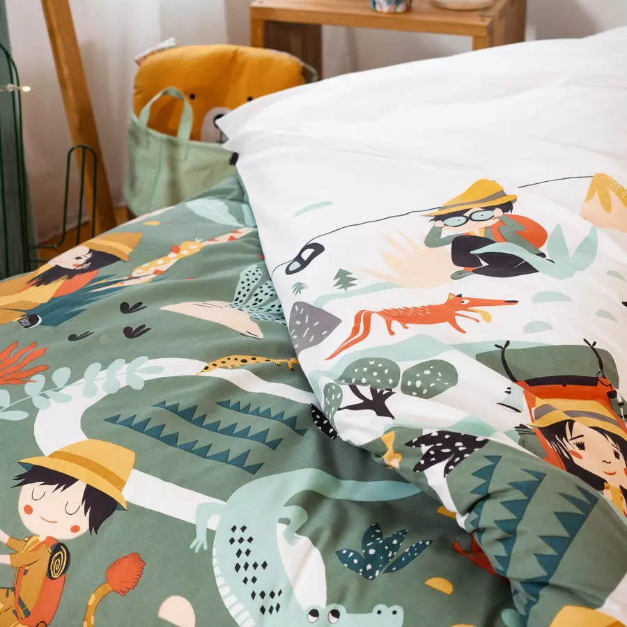Housse de couette et une taie enfant coton (140 cm) Promenade Multicolore 4