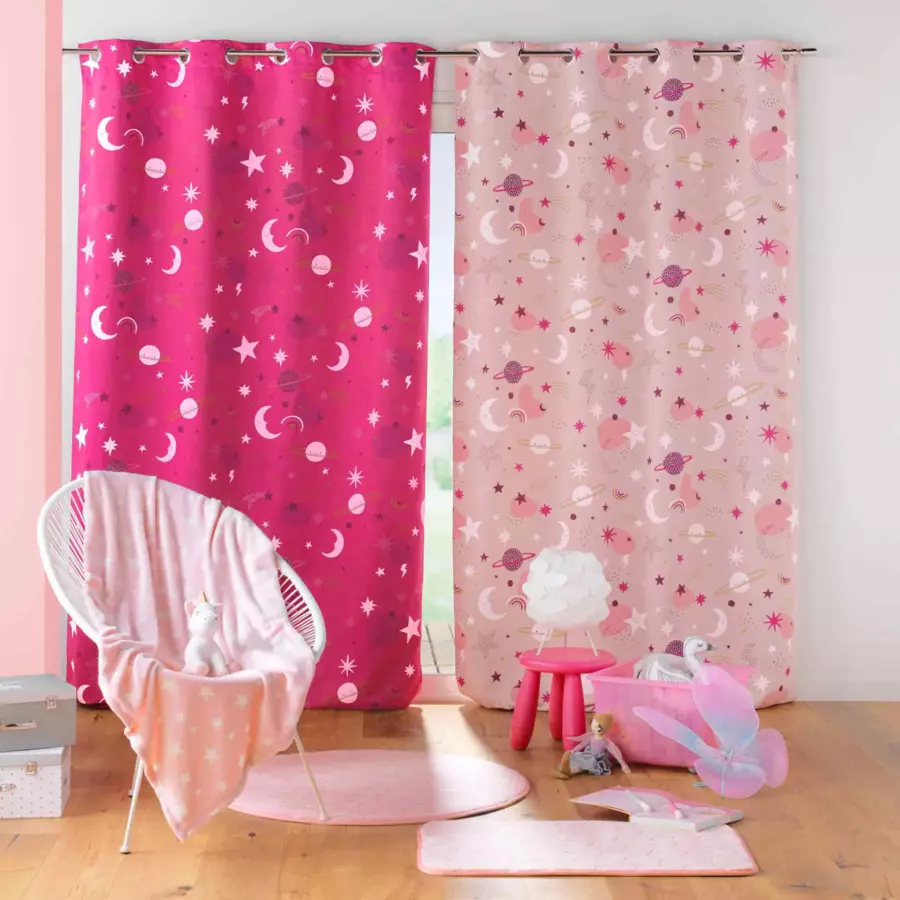 Rideau occultant enfant (140 x 260 cm) Moonlight Rose fuchsia 4