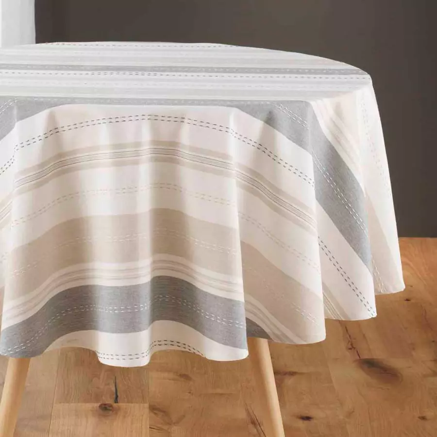 Nappe ronde coton recyclé (D180 cm) Andria Beige 4