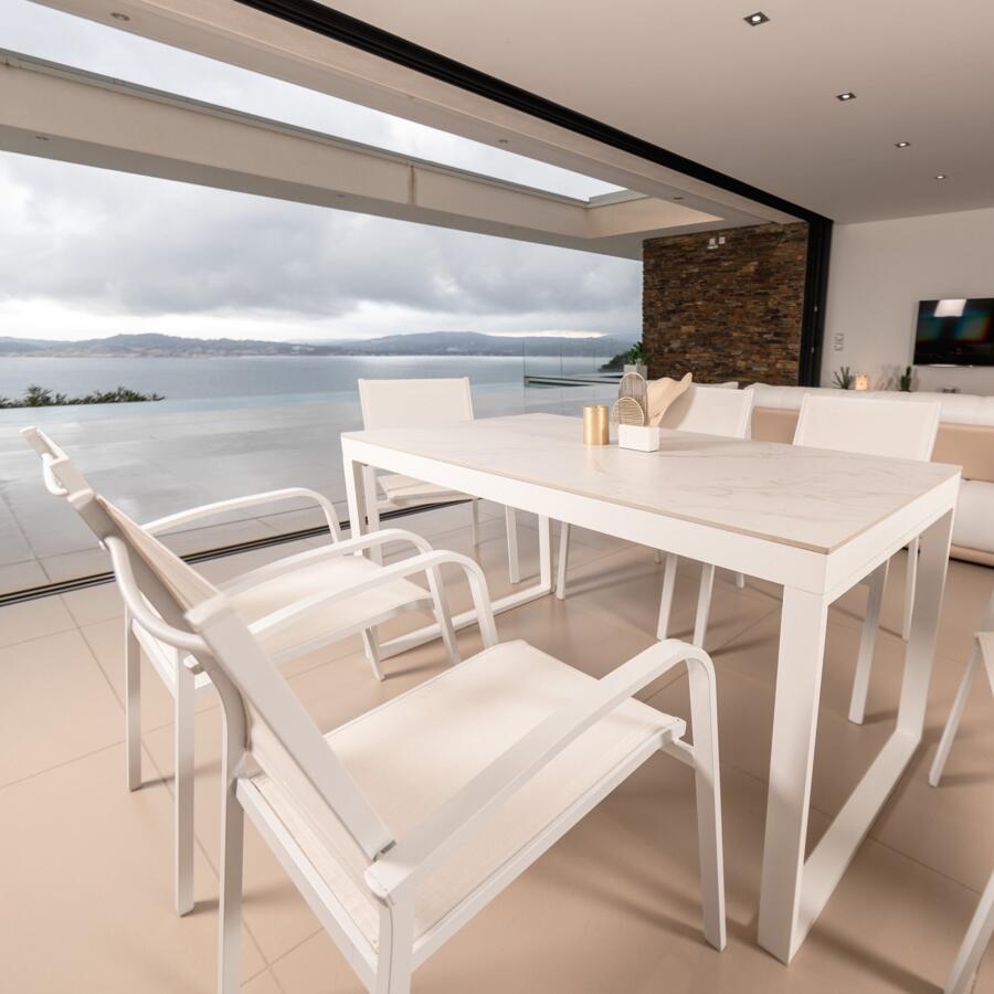 Stapelbarer Gartenstuhl mit Armlehnen Murano Aluminium - Weiß 5