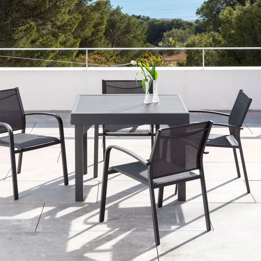Table de jardin extensible 8 places Aluminium Murano (180 x 90 cm) - Gris anthracite 4