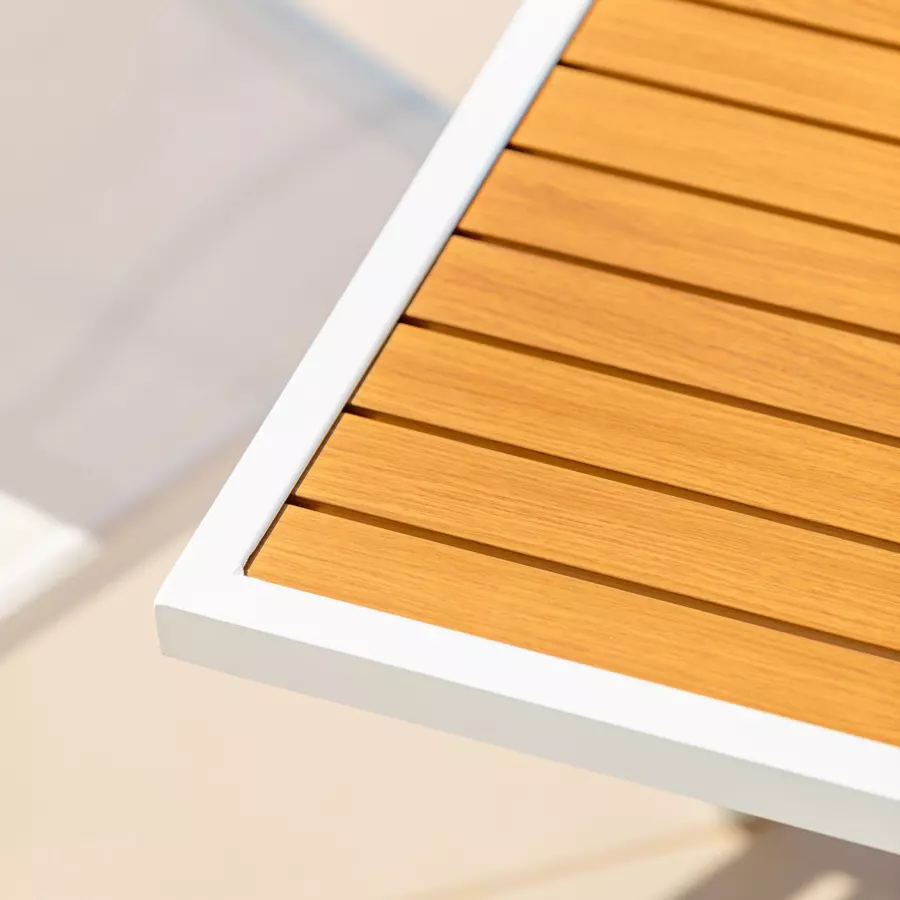 Tavolo da giardino allungabile 10 posti Alluminio effetto legno Murano (270 x 90 cm) - Bianco 5