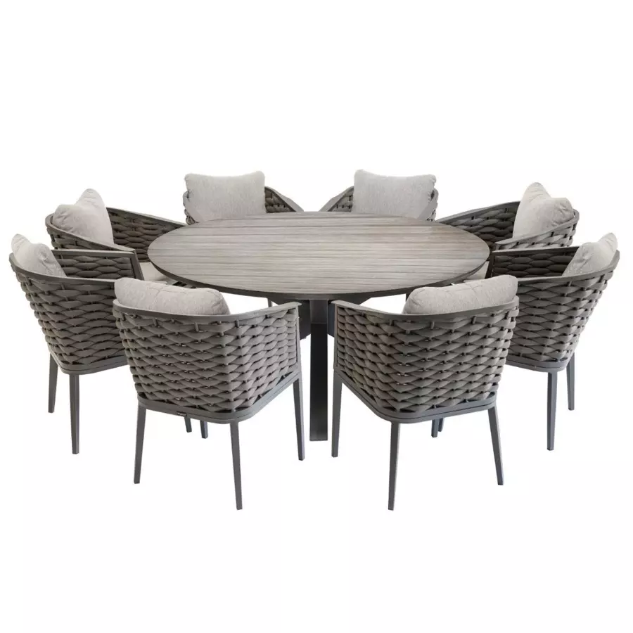 Mesa de jardín redonda Aluminio Embruns - Marrón claro 4