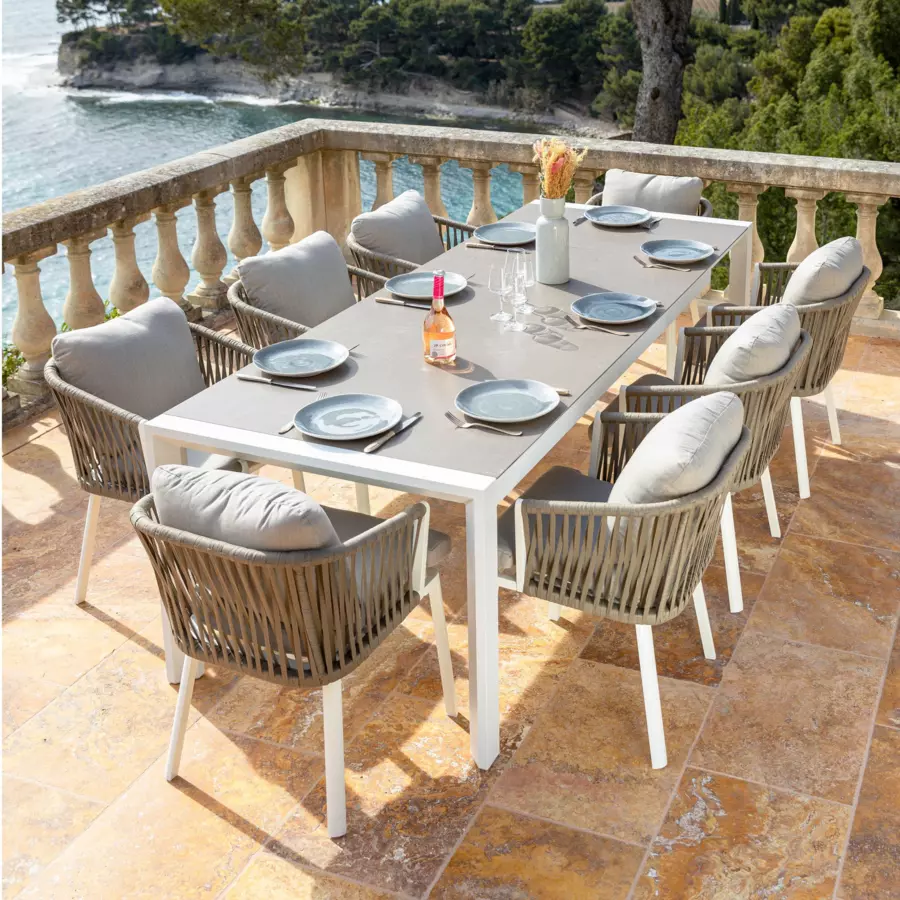 Tavolo da giardino allungabile 12 posti Alluminio Amalfi (300 x 96 cm) - Bianco 4