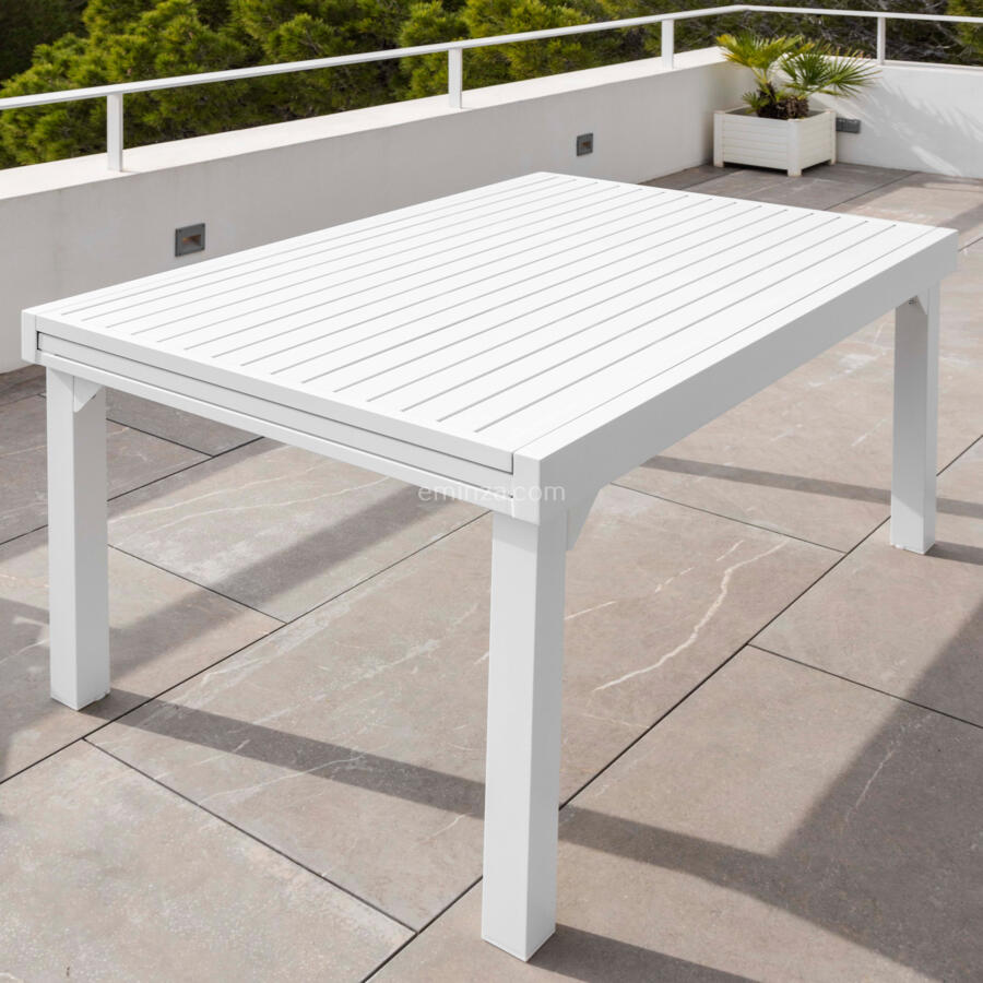 Tavolo da giardino rettangolare allungabile 10 posti Alluminio Murano (270 x 90 cm) - Bianco 4