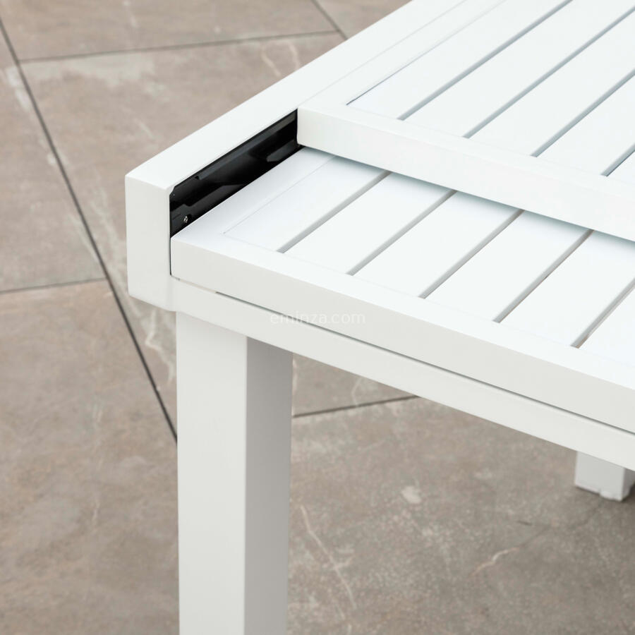 Rechteckiger Gartentisch ausziehbar Murano Aluminium (Bis zu 10 Pers.) - Weiß 5