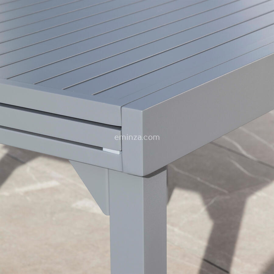 Rechteckiger Gartentisch ausziehbar Murano Aluminium (Bis zu 10 Pers.) - Schiefergrau 5