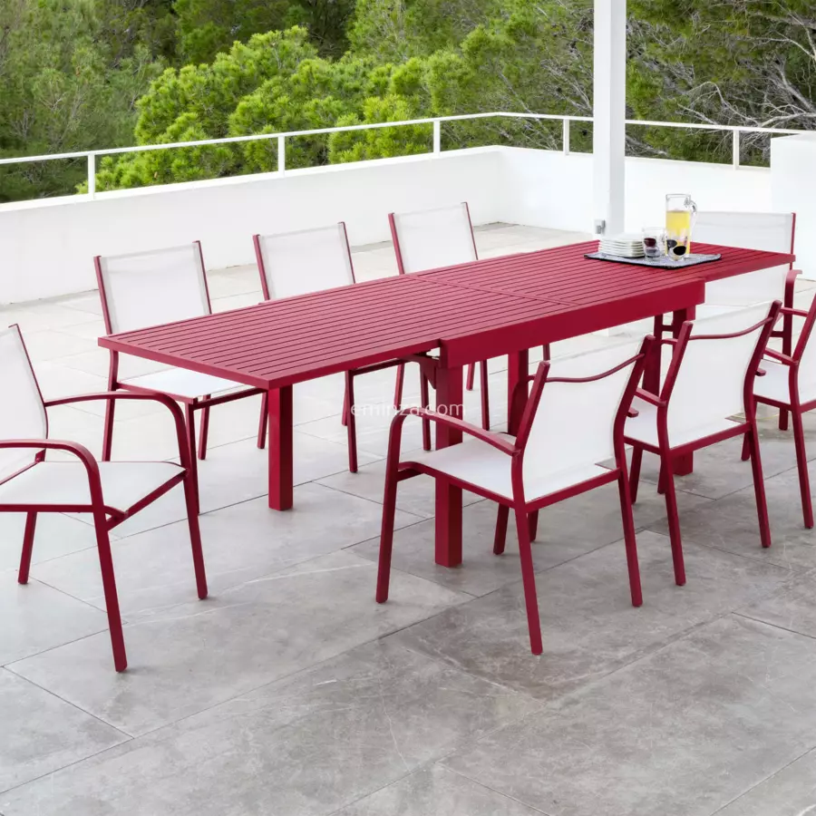 Tuintafel uitschuifbaar 12 personen Aluminium Murano (320 x 100 cm) - Rood 5