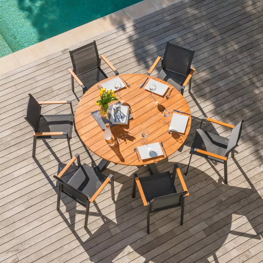 Fauteuil de jardin alu empilable Bali - Gris anthracite 4