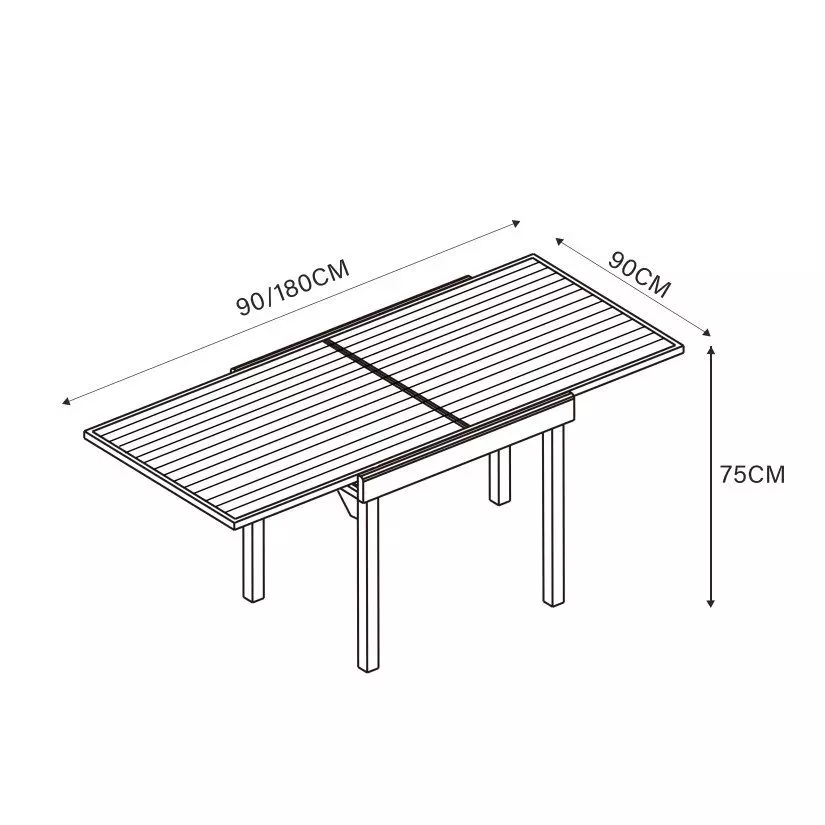 Mesa de jardín extensible Aluminio Murano (Hasta 8 pers.) - Rojo 5