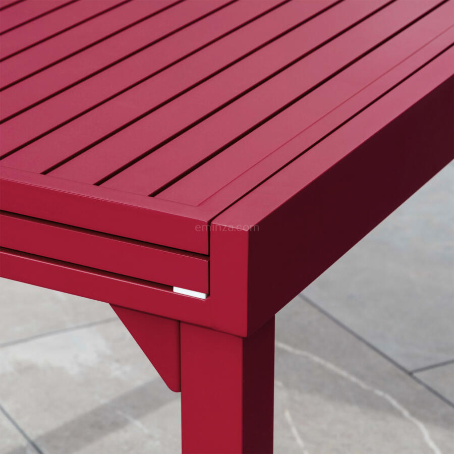 Mesa de jardín rectangular extensible Aluminio Murano (Hasta 10 pers.) - Rojo 5