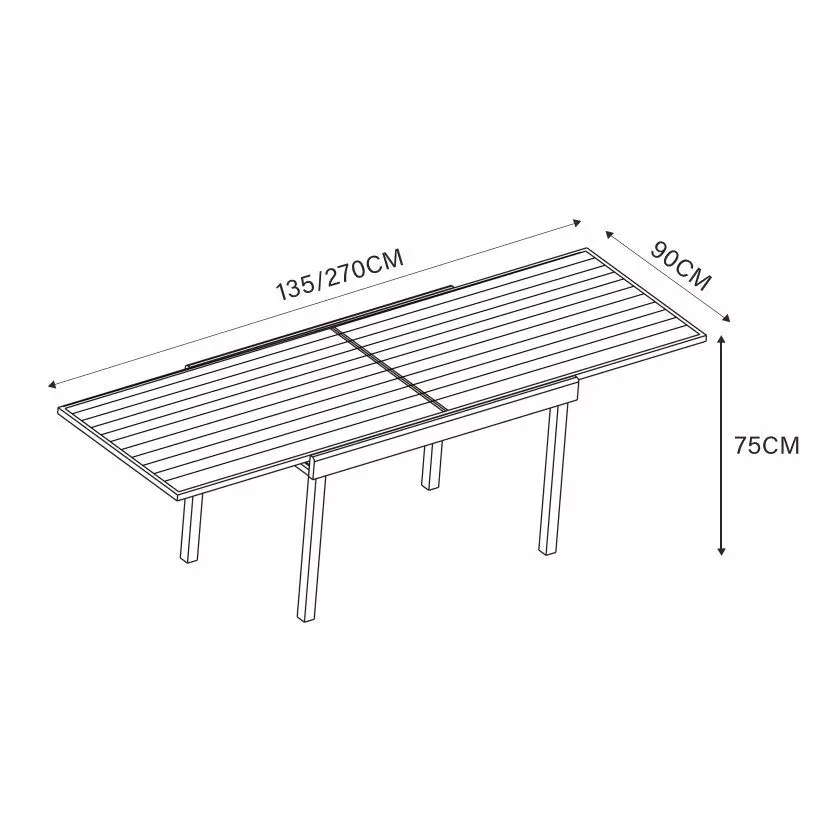 Mesa de jardín rectangular extensible Aluminio Murano (Hasta 10 pers.) - Rojo 6