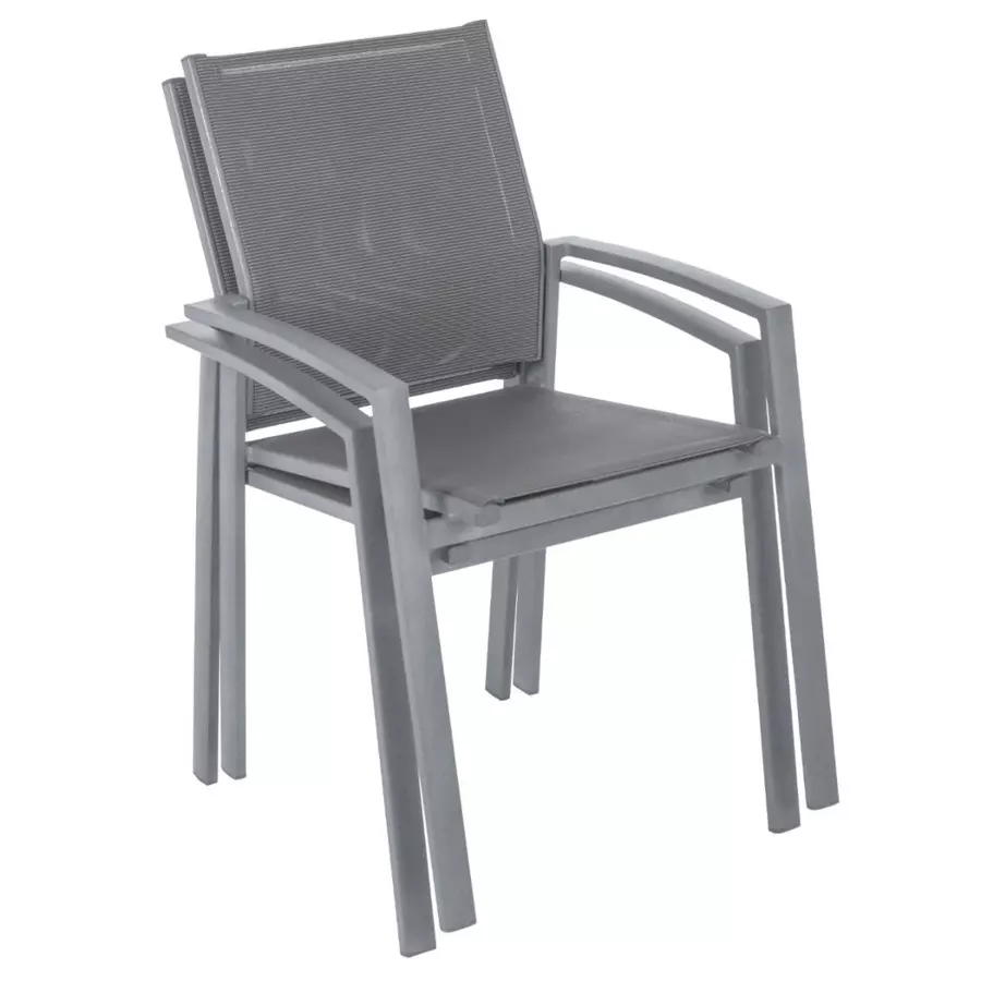 Fauteuil de jardin alu empilable Axiome - Gris silex et quartz 5