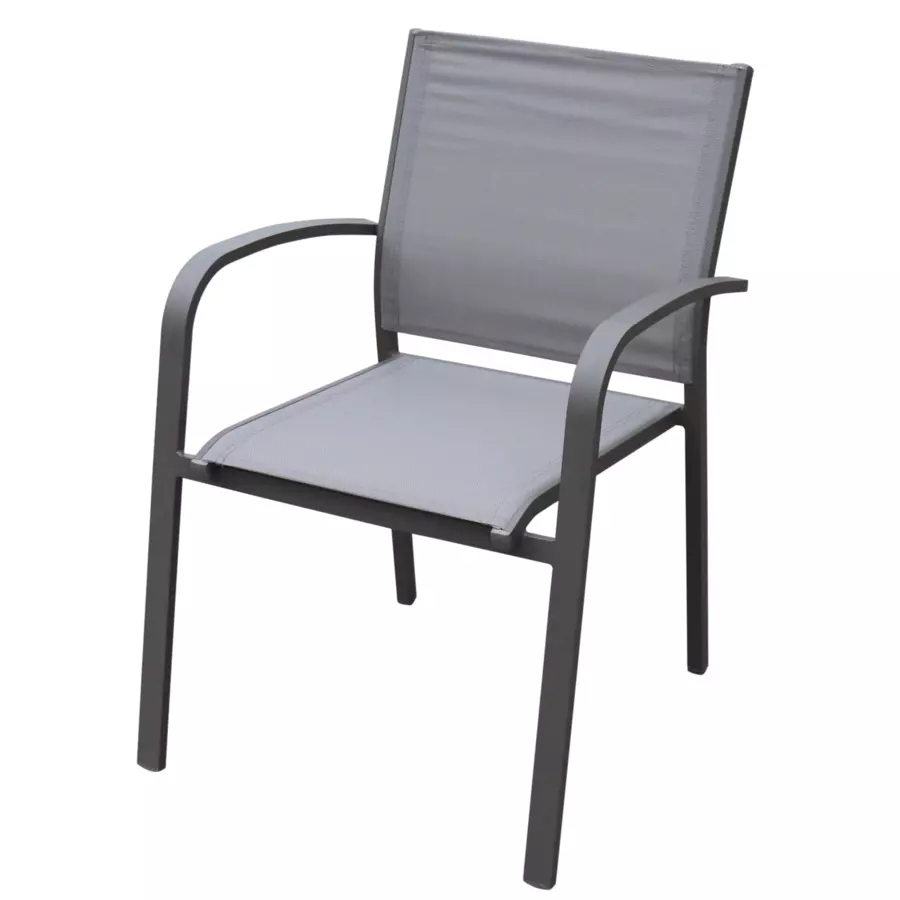 Silla de jardín con reposabrazos alu apilable Murano - Topo 4