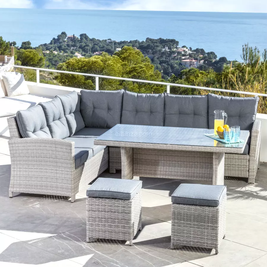 Conjunto de jardín esquinero Tivoli Gris - 7 plazas