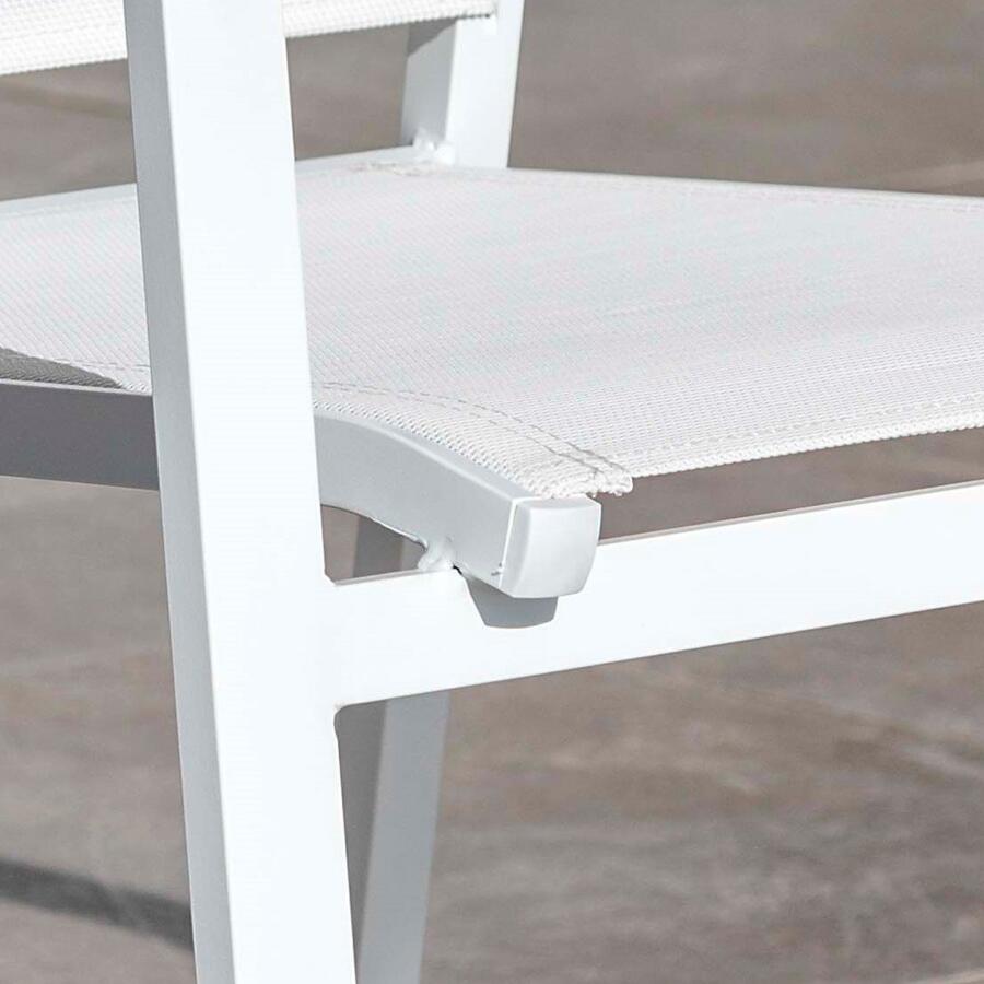 Sedia da giardino con schienale alto in alluminio impilabile Murano - Bianco 4