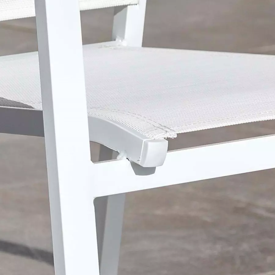 Sillón de jardín alto y apilable de aluminio Murano - Blanco 4