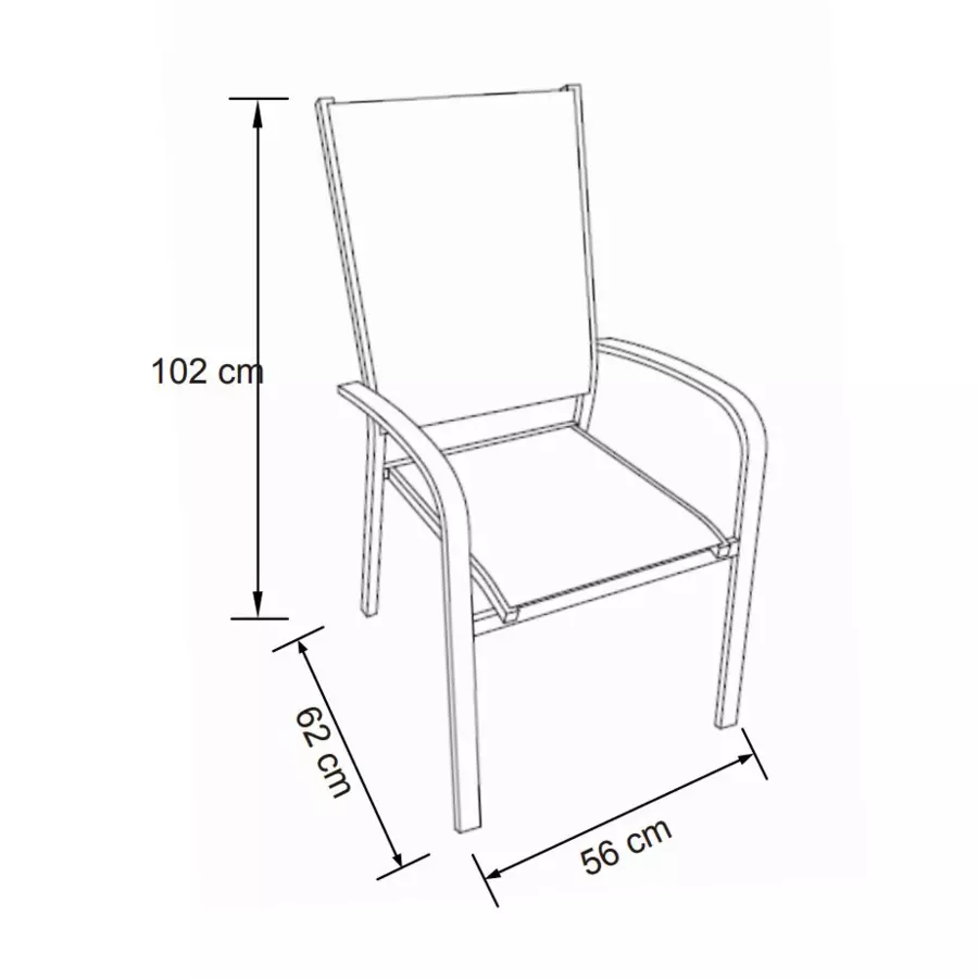 Sedia da giardino con schienale alto in alluminio impilabile Murano - Bianco 5