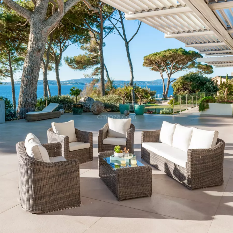 Canapé de jardin 3 places Calvi - Sepia/Ecru 4