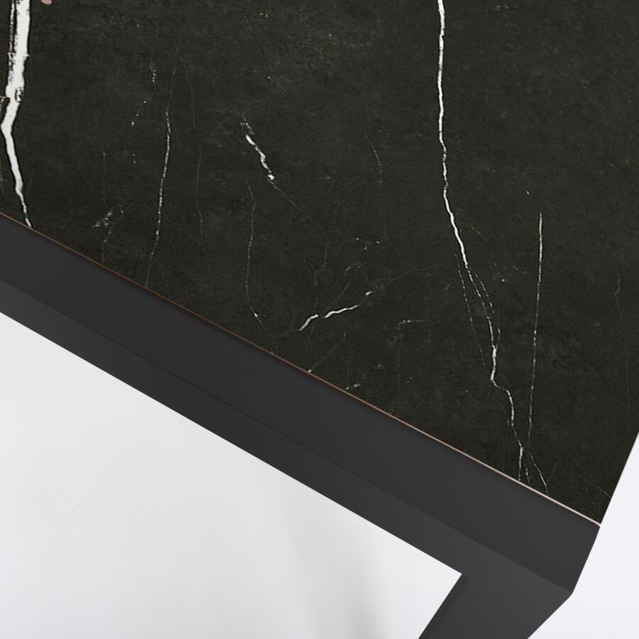 Tavolo da giardino 8 posti Alluminio/Ceramica Modena (180 x 90 cm) - Grigio antracite/Nero effetto marmo 4