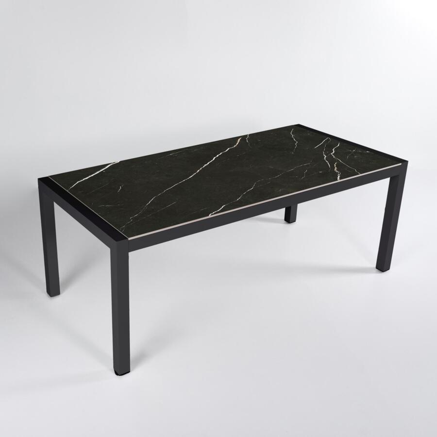 Table de jardin 8 places Aluminium/Céramique Modena (180 x 90 cm) - Gris anthracite/Noir marbré 5