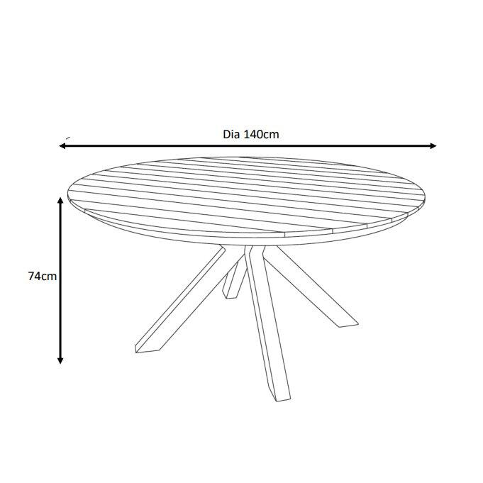 Table de jardin ronde aluminium/teck 8 places (D140 cm) Bali - Gris anthracite