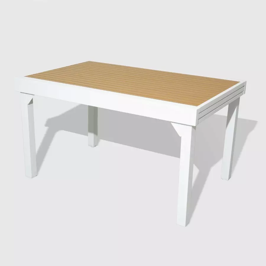 Tavolo da giardino allungabile 12 posti Alluminio effetto legno Murano (320 x 100 cm) - Bianco 4