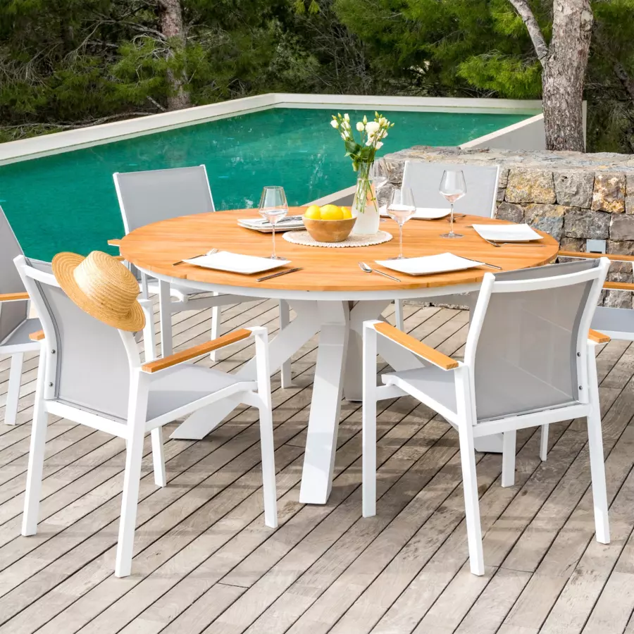 Sedia da giardino alluminio impilabile Bali - Bianco 5