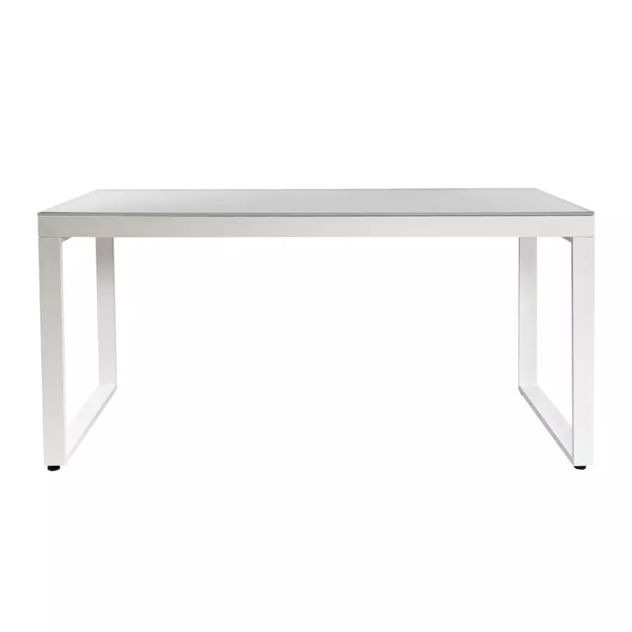 Mesa de jardín Kore 6 plazas de aluminio/cerámica (150 x 75 cm) - Blanco/Gris claro	 4