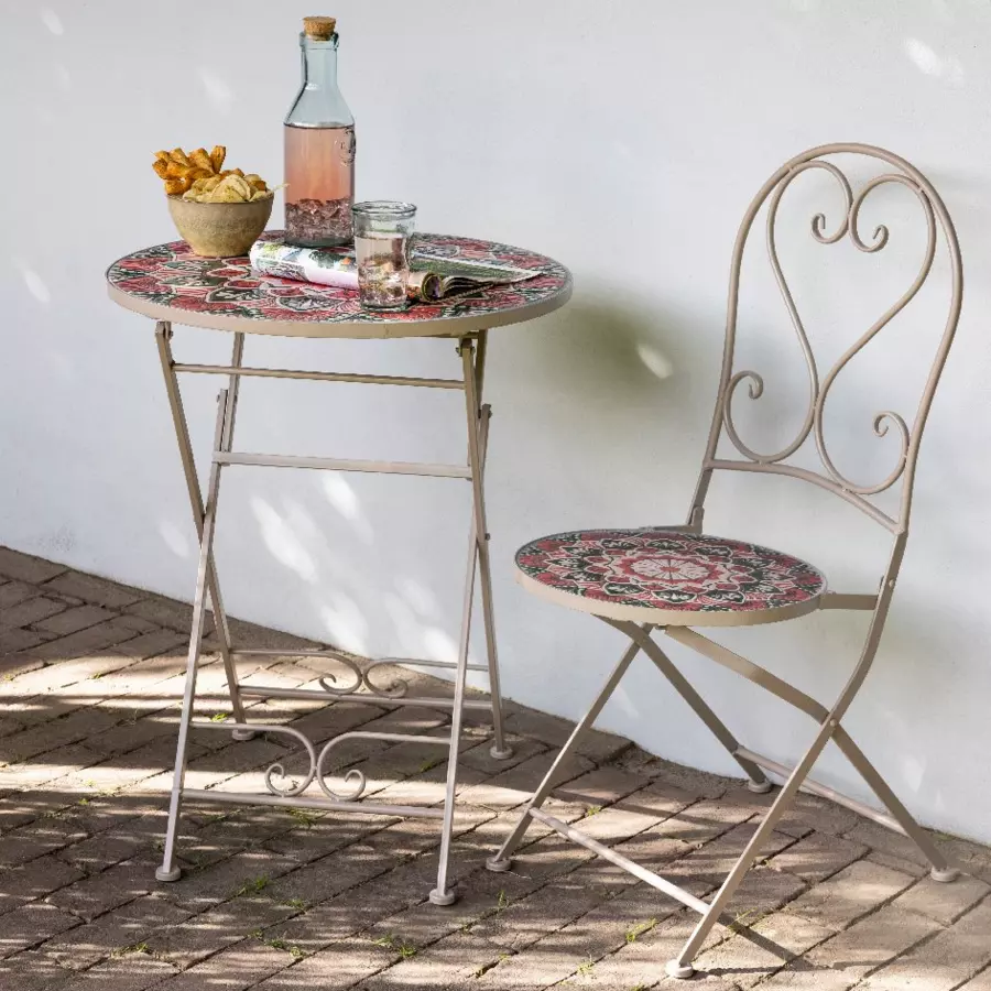 Silla bistro mosaico Narbonne Topo/Rosa 5