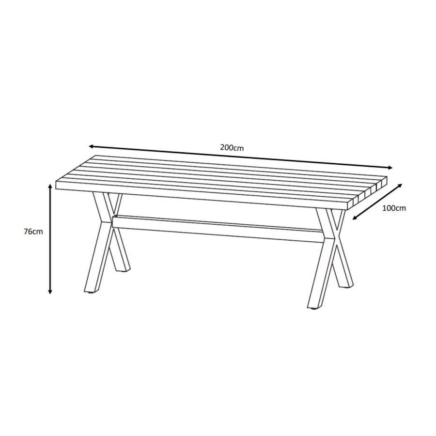 Mesa de jardín Bali de aluminio/Teck de 8 plazas (200 x 100 cm) - Blanco	 4