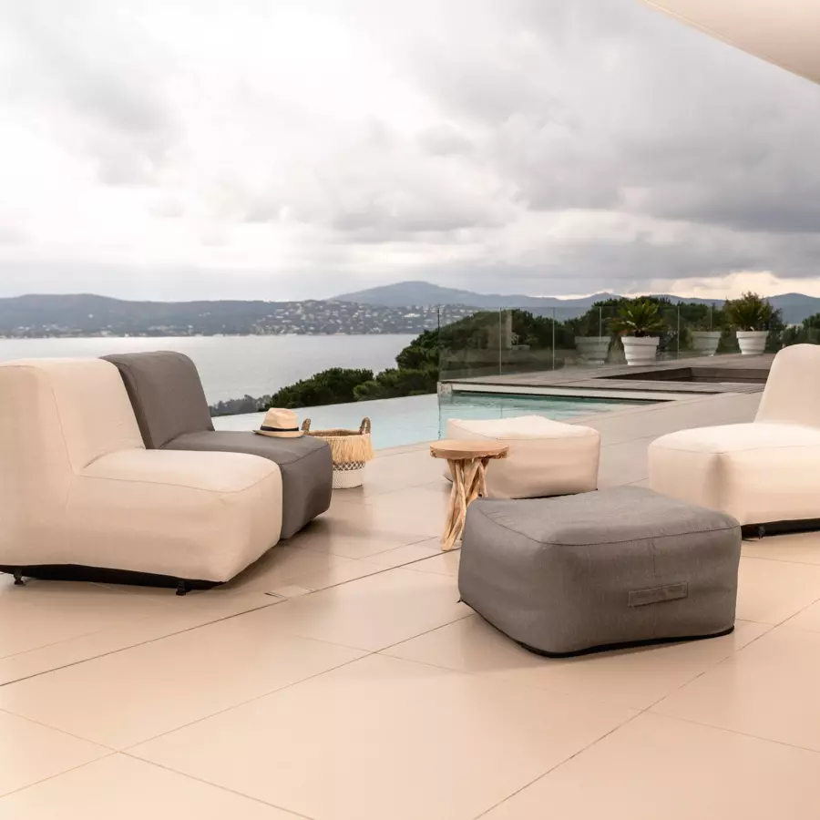 Pouf de jardin gonflable carré Bubble - Taupe 5