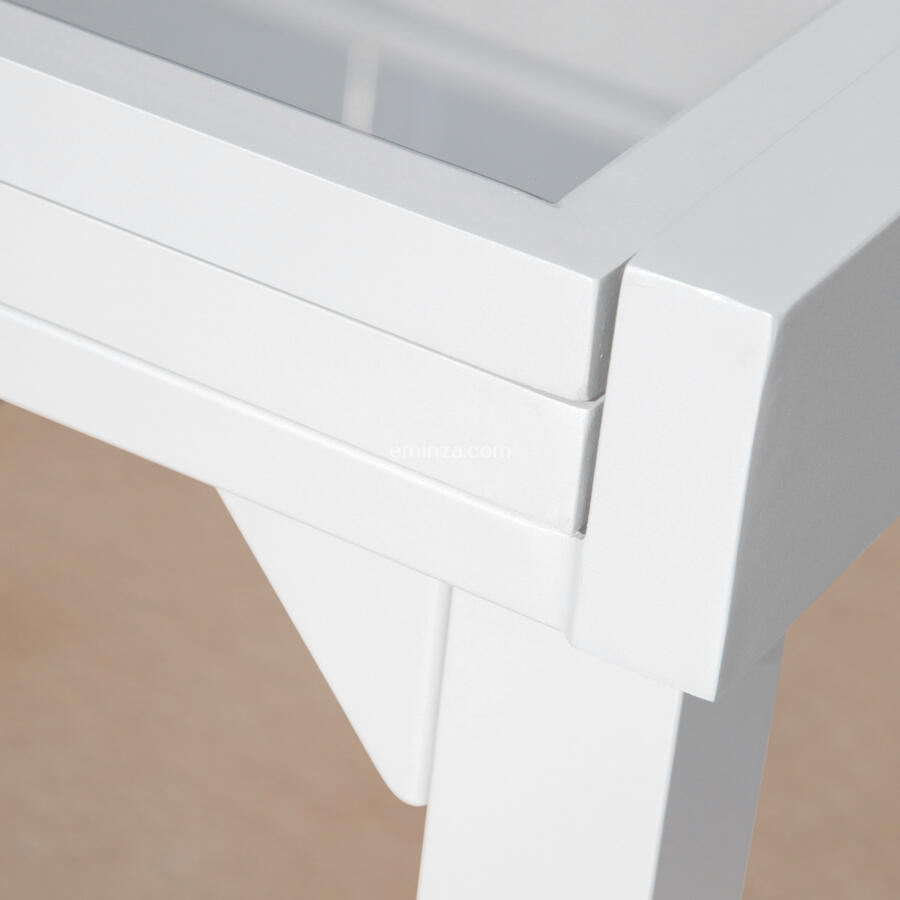 Tavolo da giardino rettangolare allungabile 10 posti in vetro Alluminio Murano (270 x 90 cm) - Bianco 4