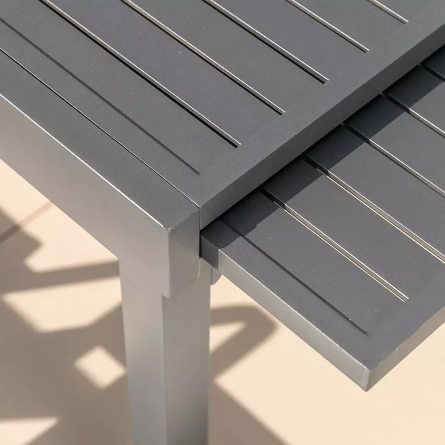 Rechteckiger Gartentisch ausziehbar Murano Aluminium (Bis zu 12 Pers.) - Anthrazitgrau 5