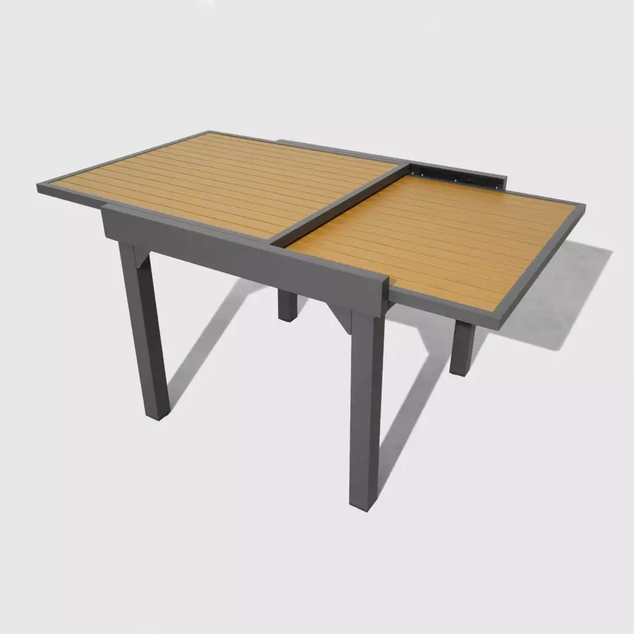 Tuintafel uitschuifbaar 8 personen Aluminium hout effect Murano (180 x 90 cm)- Antraciet 4