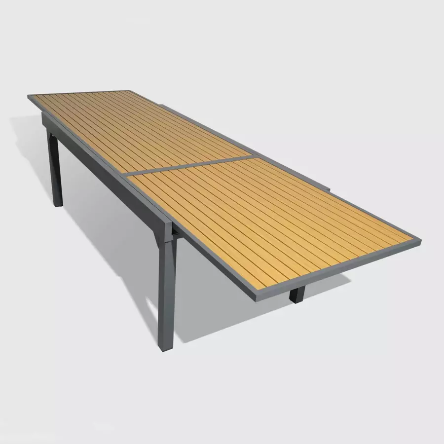 Tavolo da giardino allungabile 12 posti Alluminio effetto legno Murano (320 x 100 cm) - Grigio antracite 4
