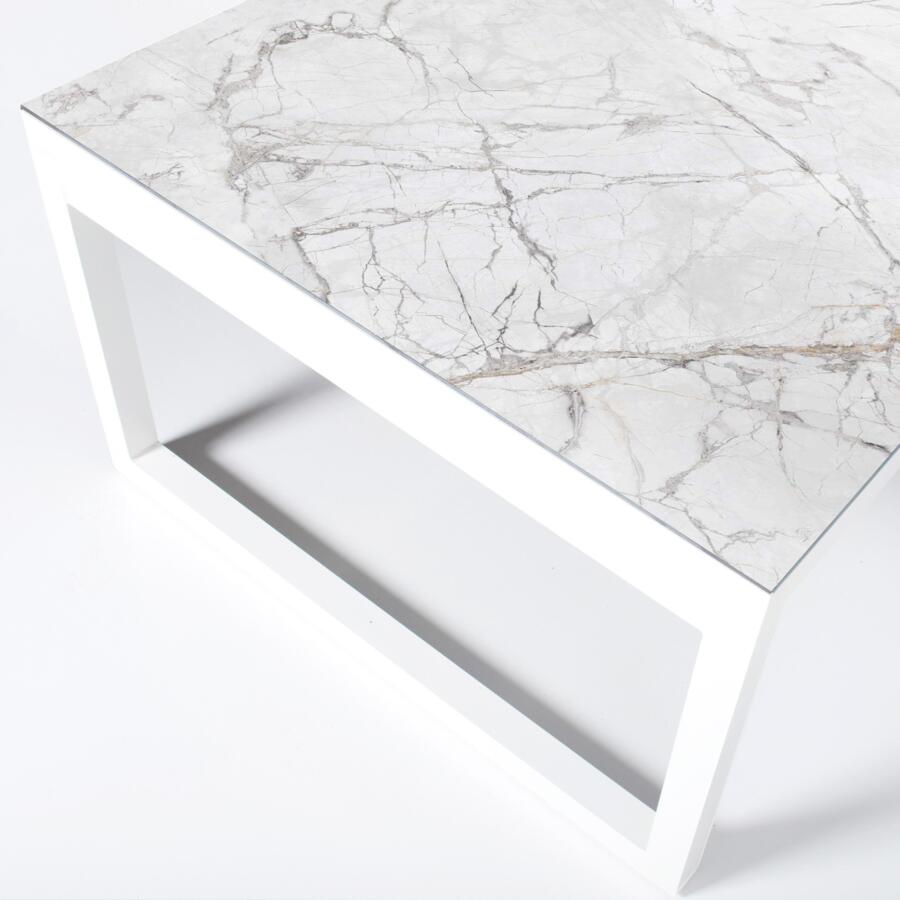 Table de jardin 12 places Aluminium/Céramique Kore (260 x 120 cm) - Blanc/Blanc marbré 4