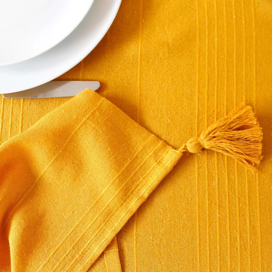 Nappe rectangulaire coton recyclé (L240 cm) Bombay Jaune moutarde 4
