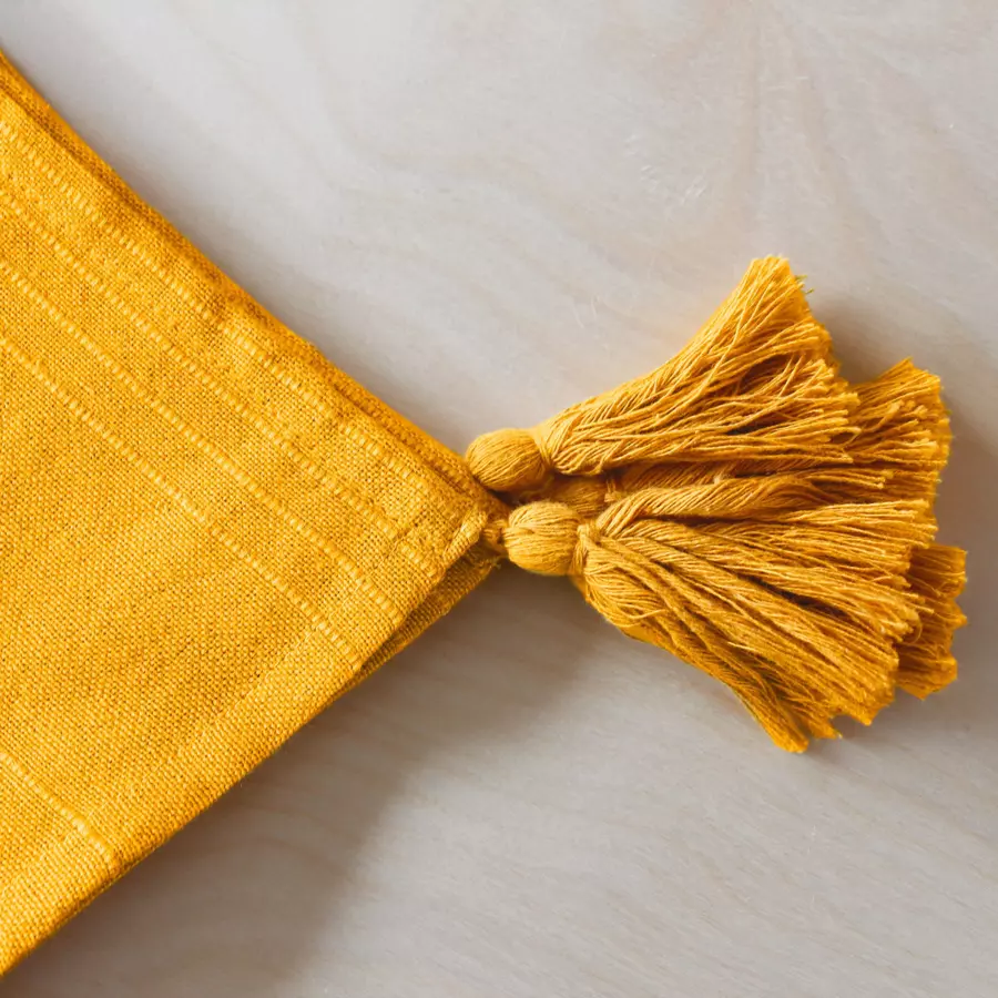 Nappe rectangulaire coton recyclé (L240 cm) Bombay Jaune moutarde 5