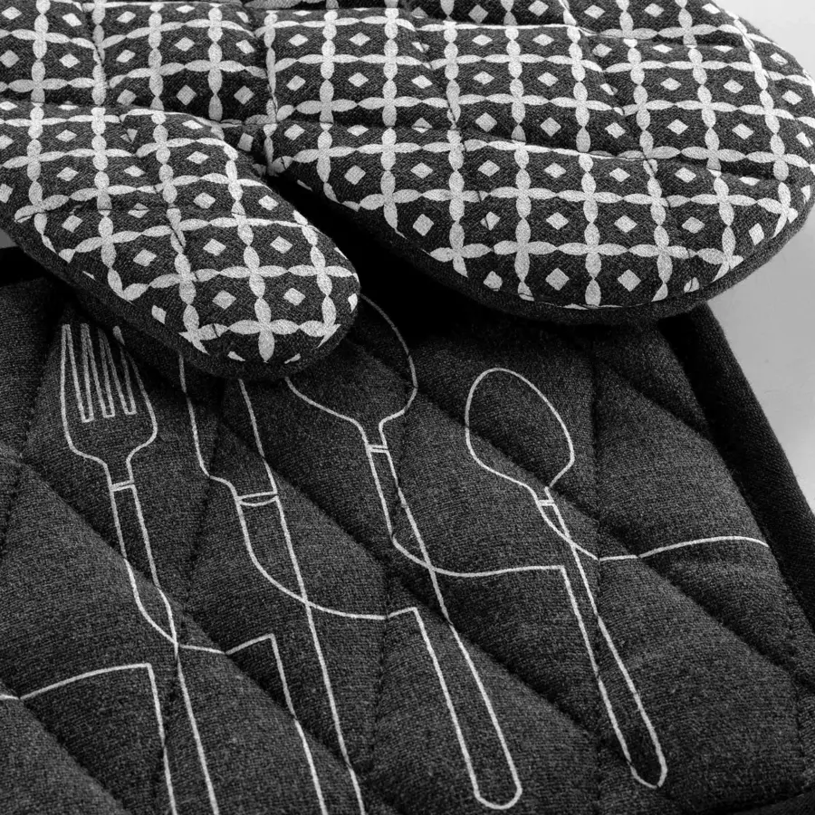 Ofenhandschuh und Topflappen aus recycelter Baumwolle Cuisiline Anthrazitgrau 4
