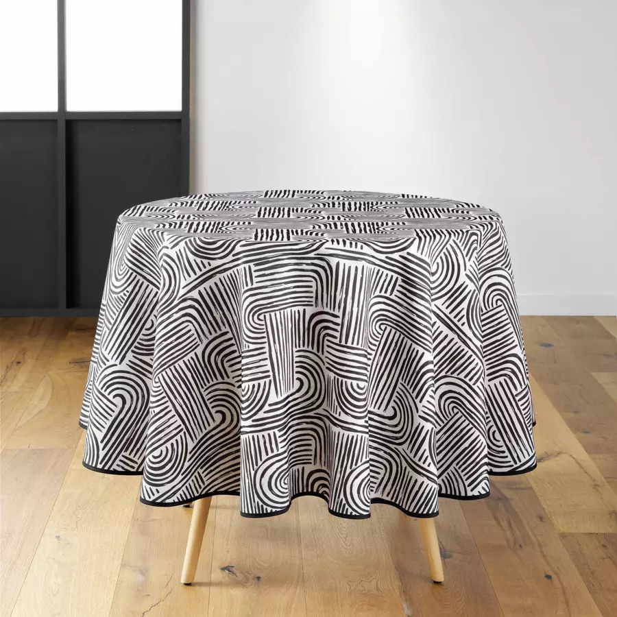 Tafelkleed Rond vlekbestendig (180 cm) Pandore Zwart 4