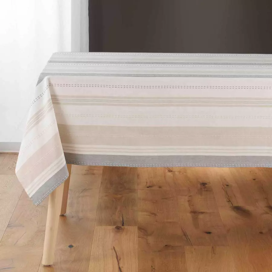 Nappe rectangulaire coton recyclé (L240 cm) Andria Beige 4