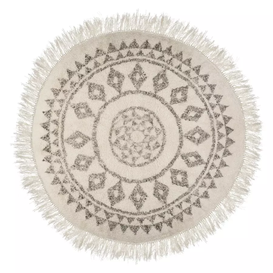 Tapis de salon coton (D120 cm) Etnik Noir et blanc 4