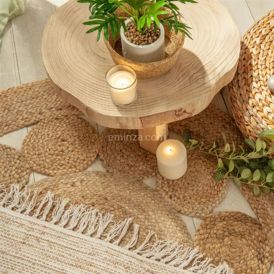 Tappeto juta (Ø120 cm) Vent Beige naturale 4