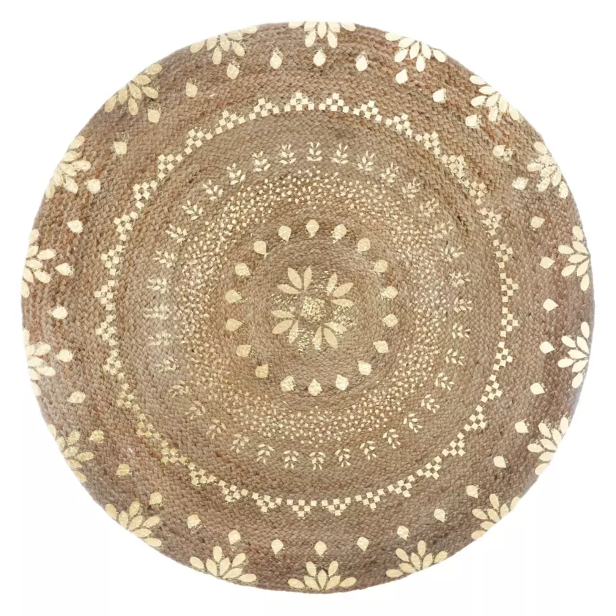 Tapis de salon jute (D115 cm) Gold shine Or 4